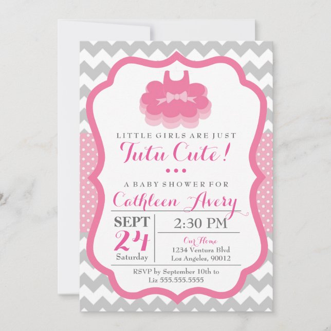 Tutu mignon - invitation de baby shower (Devant)