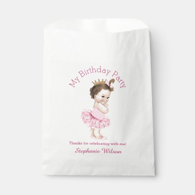 Tutu Niedlich Ballerina Birthday Brünett Princess Geschenktütchen (Vorderseite)