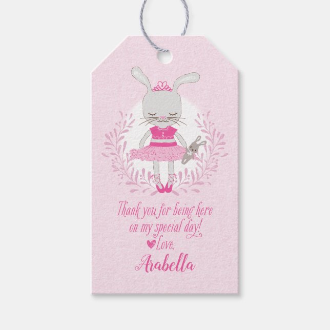 Tutu Niedlich Bunny Danke Gastgeschenk Tag Geschenkanhänger (Vorderseite)