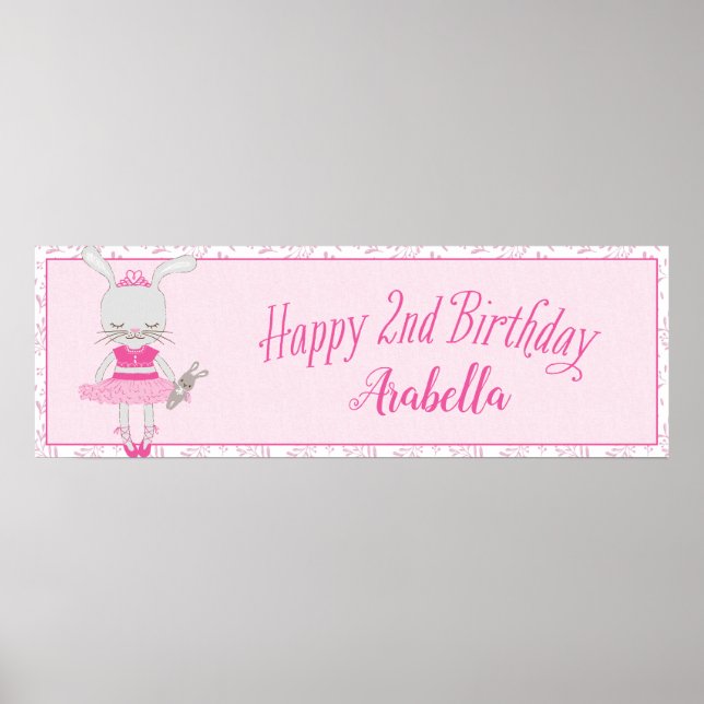 Tutu Niedlich Bunny Happy 2. Geburtstag Personalis Poster (Vorne)