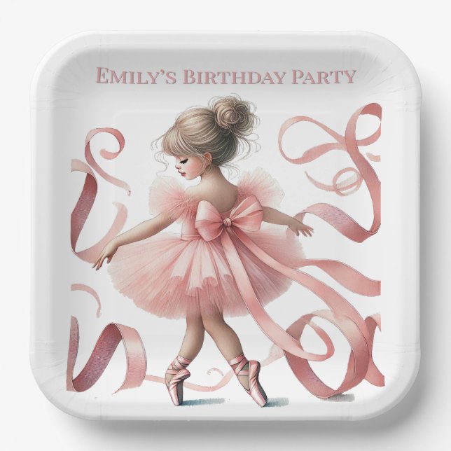 Tutu Niedlich | Enchanted Ballerina Birthday Party Pappteller (Vorderseite)