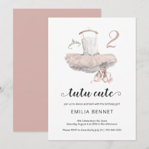Tutu Niedlich Minimalistisch Ballerina Rosa 2. Geb Einladung