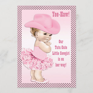Tutu-niedliche kleine Cowgirl-Baby-Dusche Einladung