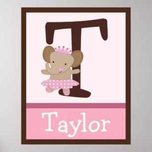 Tutu Niedlicher Elefant Letter & Name Wall Art Pos Poster