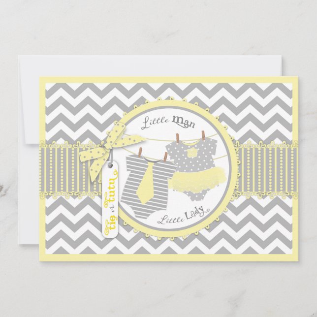 Tutu- oder Krawatte- und Zickzack-Printwerbung Einladung (Vorderseite)