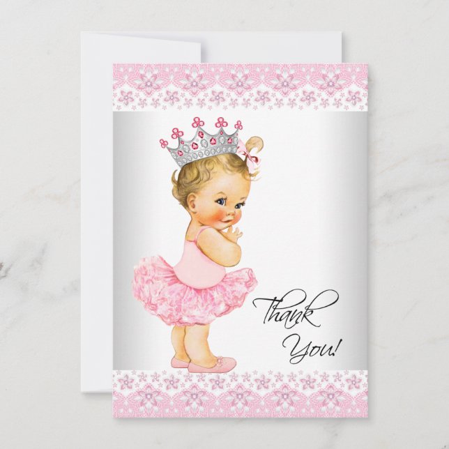 Tutu Princess Baby Dusche Vielen Dank Dankeskarte (Vorderseite)