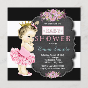 Tutu Prinzessin Mädchen Schultafel Baby Shower Einladung