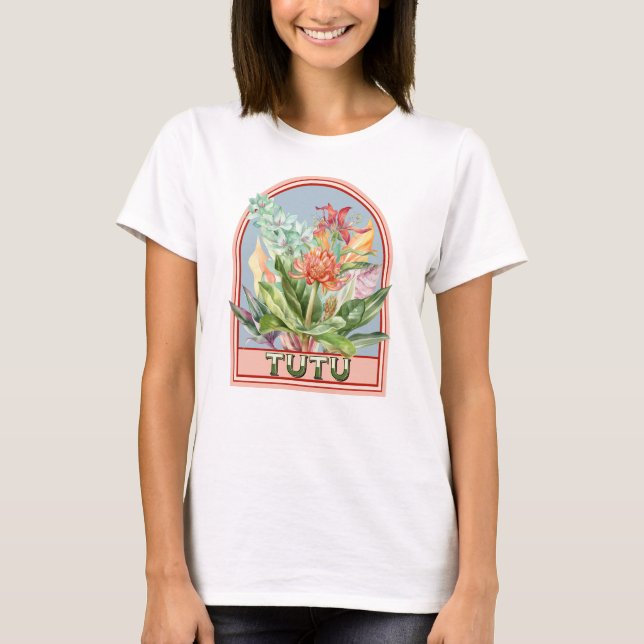 Tutu Vintag Floral Großmutter T-Shirt (Vorderseite)