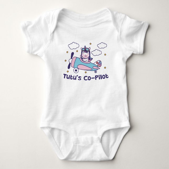 Tutus Co-Pilot - Einhornflugzeug Baby Strampler (Vorderseite)