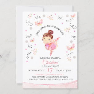 Tutu's et Twirls Ballerina Invitation d'anniversai