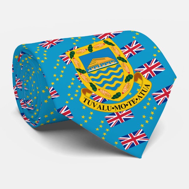 Tuvalu-Flagge und -Wappen Krawatte (Gerollt)