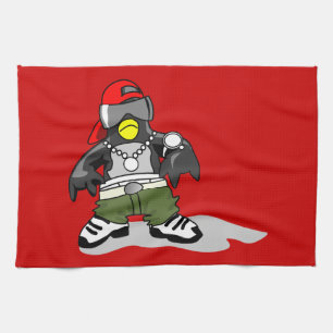 tux-30043 GANGSTER ATTITUDE FUNNY tux pinguin da Küchentuch