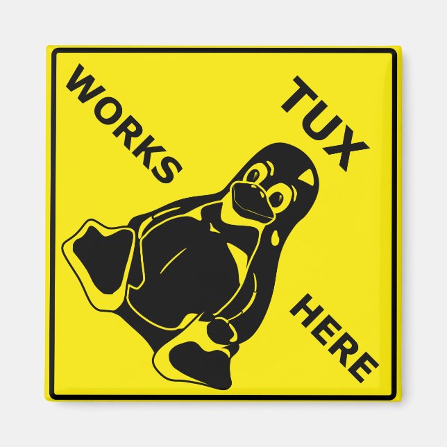 Tux arbeitet hier magnet (Vorne)