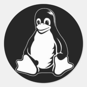 Tux Black Runder Aufkleber