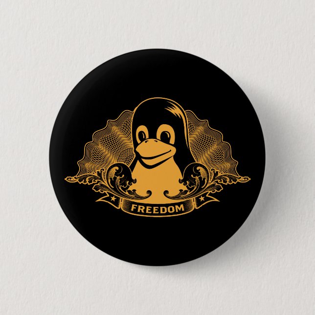 Tux Penguin - (Linux, Open Source, Copyleft, FSF) Button (Vorderseite)