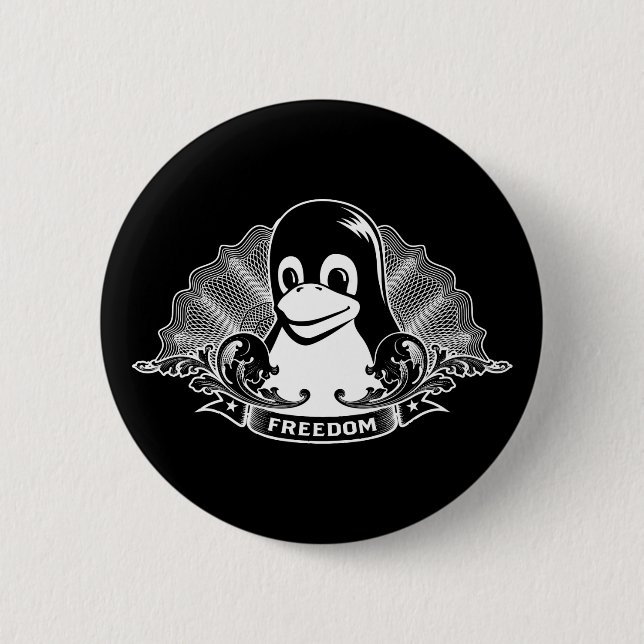 Tux Penguin - (Linux, Open Source, Copyleft, FSF) Button (Vorderseite)