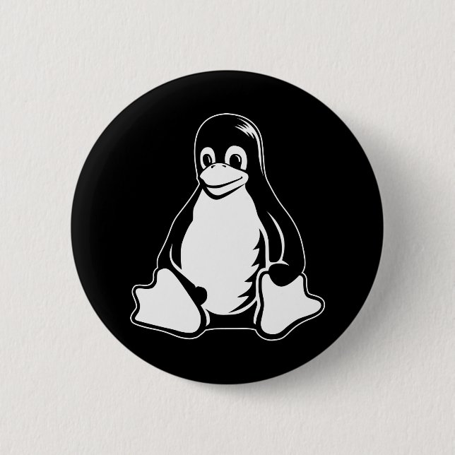 Tux Penguin - (Linux, Open Source, Copyleft, FSF) Button (Vorderseite)