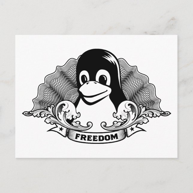 Tux Penguin - (Linux, Open Source, Copyleft, FSF) Postkarte (Vorderseite)