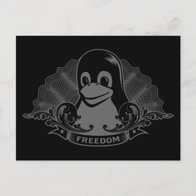 Tux Penguin - (Linux, Open Source, Copyleft, FSF) Postkarte (Vorderseite)
