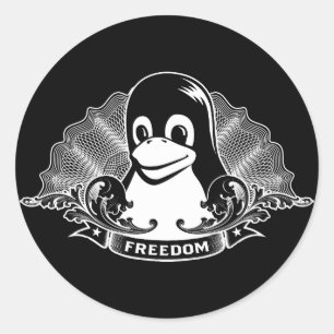 Tux Penguin - (Linux, Open Source, Copyleft, FSF) Runder Aufkleber