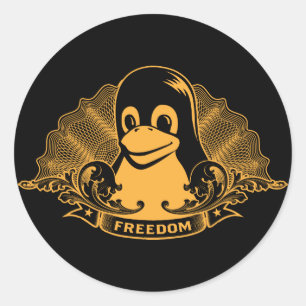Tux Penguin - (Linux, Open Source, Copyleft, FSF) Runder Aufkleber