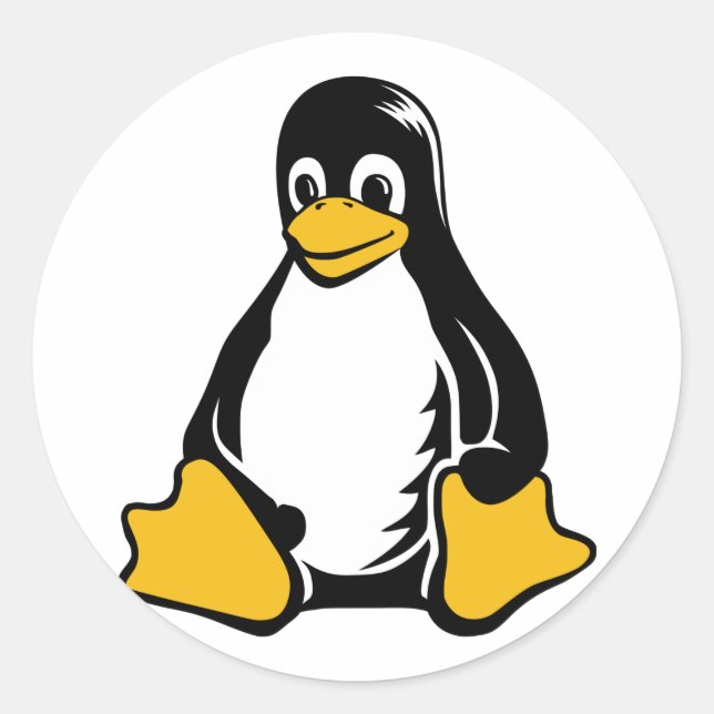 Tux Penguin - (Linux, Open Source, Copyleft, FSF) Runder Aufkleber (Vorderseite)