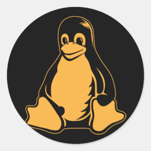 Tux-Pinguin - (Linux, Quelle, Copyleft, FSF) Runder Aufkleber