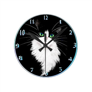 TUX-Tuxedo-Katzengestein Runde Wanduhr