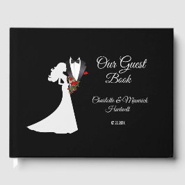 Tuxedo Anzug & Bride Silhouette Wedding Gästebuch