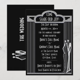 Tuxedo - Art Deco - Schwarz und Silber Einladung