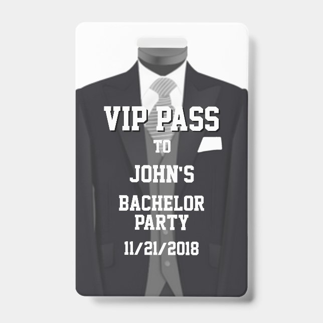 Tuxedo Bachelor Party VIP Abzeichen Ausweis (Vorderseite)