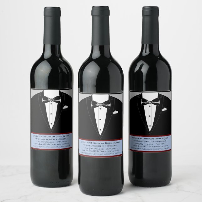 Tuxedo-Bachelor-Partyetiketten Weinetikett (Flaschen)