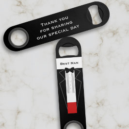 Tuxedo Best Man Merci Mariage Bottle Opener