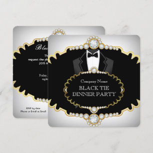 Tuxedo Black Krawatte Dinner Party Weißes Gold Einladung