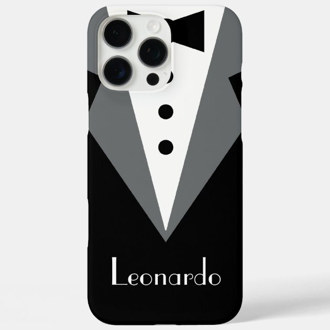 Tuxedo Black Krawatte Personalisiert iPhone 16 Pro Max Hülle (Rückseite)
