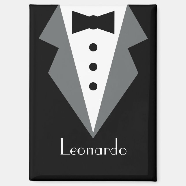Tuxedo Black Krawatte Personalisiert Magnet (Vorderseite)