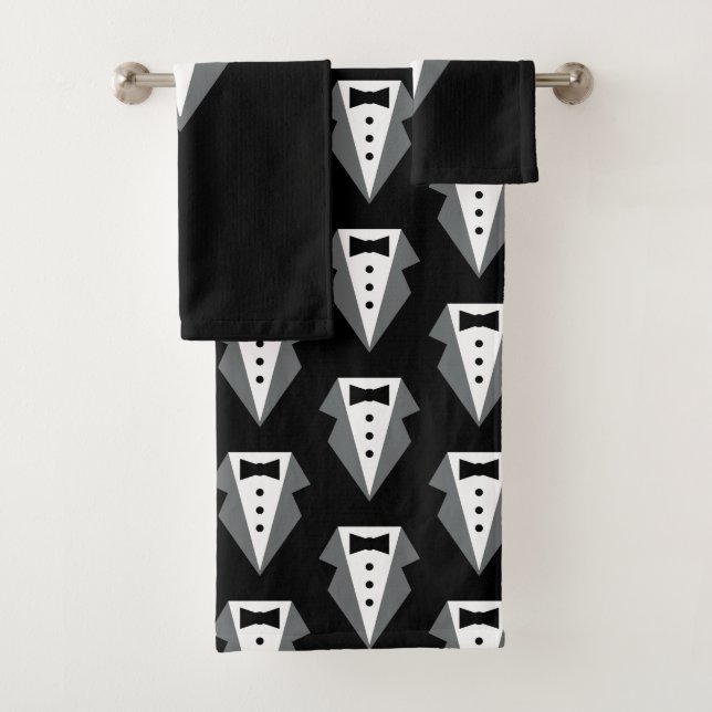 Tuxedo Black Krawatte Vatertag Badhandtuch Set (Insitu)