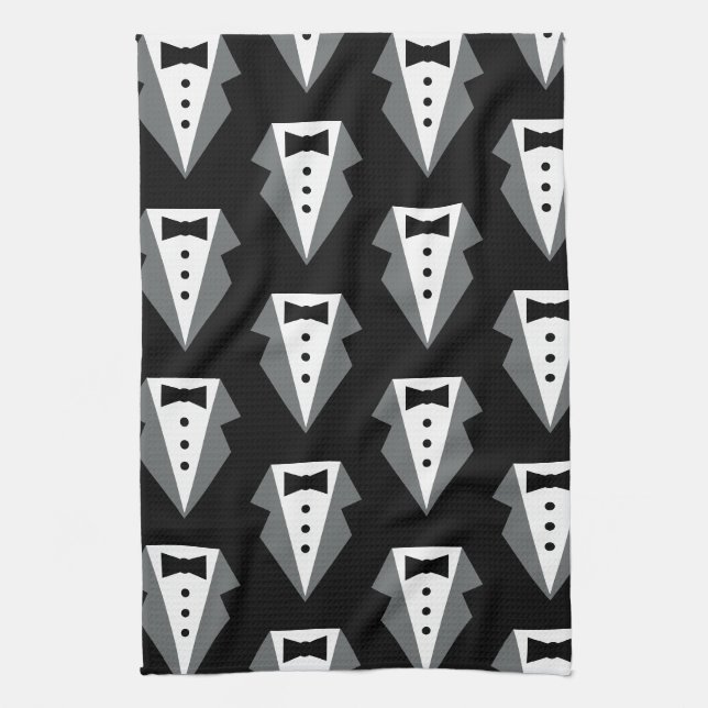 Tuxedo Black Krawatte Vatertag Geschirrtuch (Vertikal)