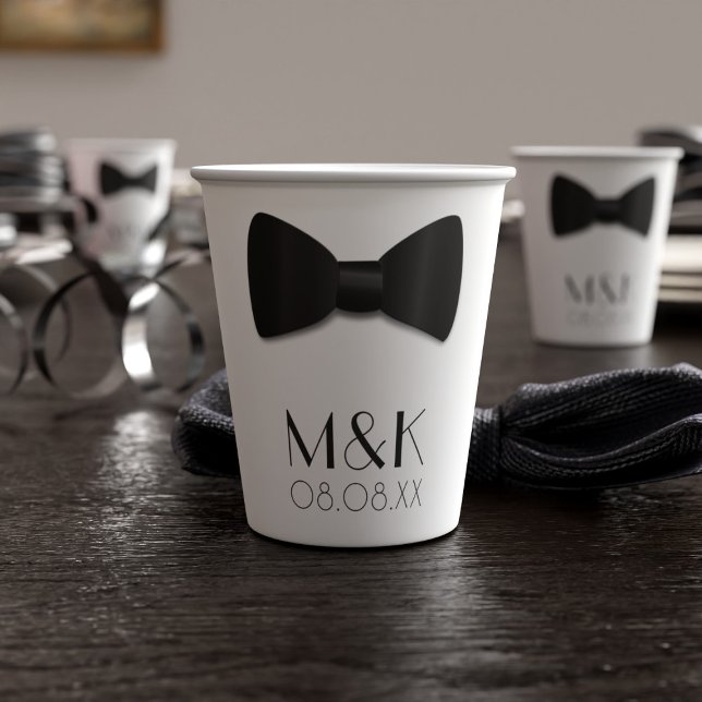 Tuxedo Bow Krawatte 1920er Wedding Party Paper Cup Pappbecher (also available in 8 oz size (check stock availability))