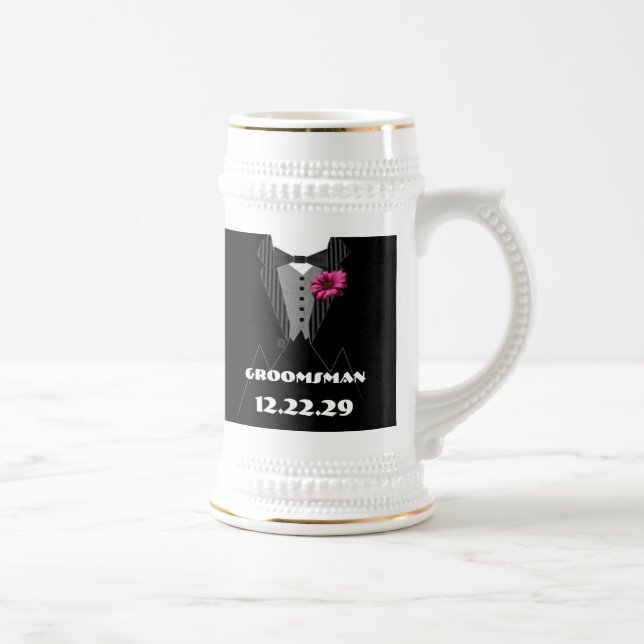 Tuxedo Bow Krawatte Gerber Daisy Trauzeuge Stein Bierglas (Rechts)