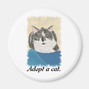 Tuxedo Cat Adoptiere einen Katzenmagneten für Werb Magnet