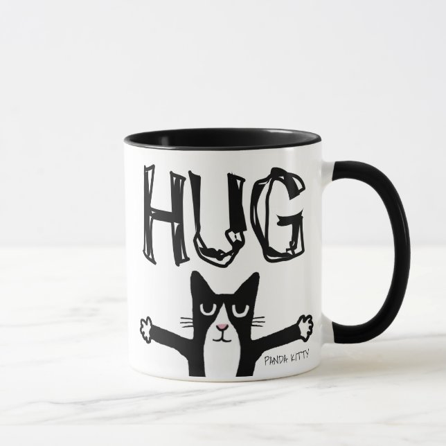 TUXEDO CAT ART KAFFEE TASSE, PANDA KITTY CARTOON TASSE (Rechts)