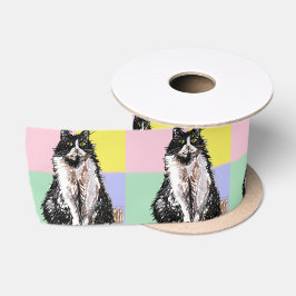 Tuxedo Cat Art Niedlich Pasta Satin Ribbon Satinband