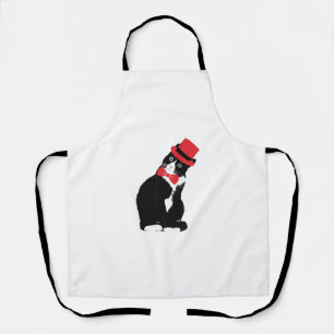 Tuxedo Cat Bow Krawatte Day Top Hat Halloween Vale Schürze