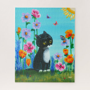 Tuxedo Cat Butterfly Art