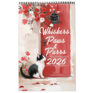 Tuxedo Cat Calendar 2026 - Schwarz-Weiß Katze Kuns Kalender