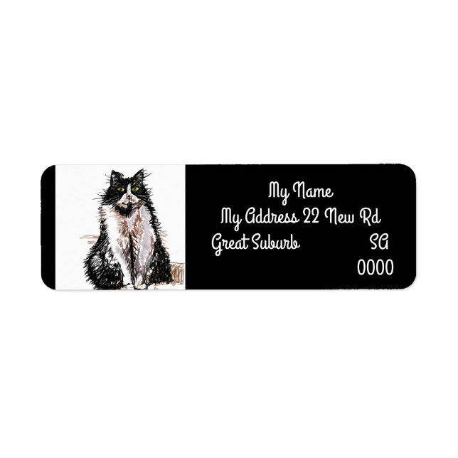 Tuxedo cat Cat Cats Art Rücksendeadressen-Aufklebe (Vorne)