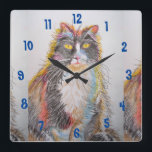Tuxedo Cat Cats Art Animal Childs Room Clock Quadratische Wanduhr<br><div class="desc">Tuxedo Cat Cats Art Animal Childs Room Clock. Designed from my original watercolour art.</div>