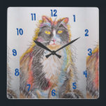 Tuxedo Cat Cats Art Animal Childs Room Clock Quadratische Wanduhr<br><div class="desc">Tuxedo Cat Cats Art Animal Childs Room Clock. Designed from my original watercolour art.</div>