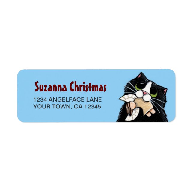 Tuxedo Cat & Christmas Angel Rücksendeadresse (Vorne)